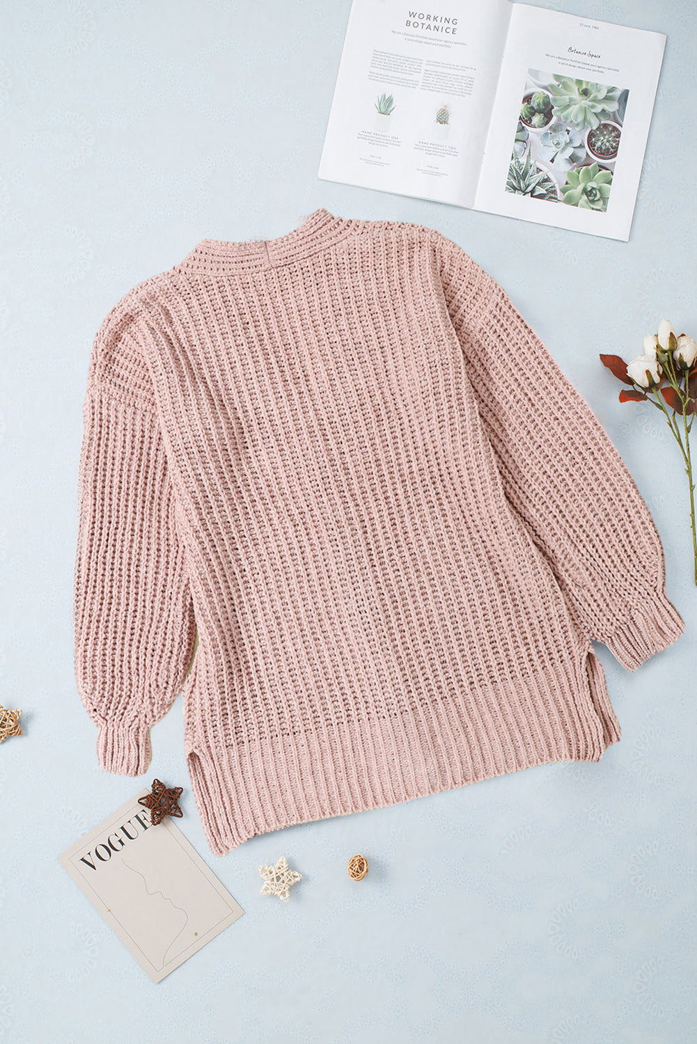 Gray Buttoned Front Drop Shoulder Knitted Cardigan