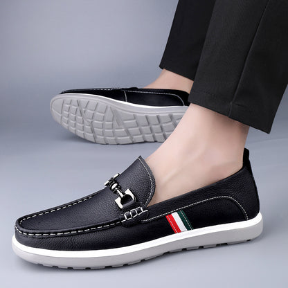 Spring Low-Cut Slip-On Genuine Leather First-Layer Cowhide Shoes