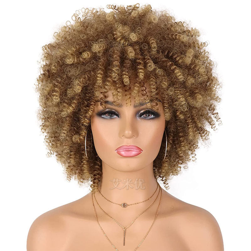 Synthetische pruik met krullen