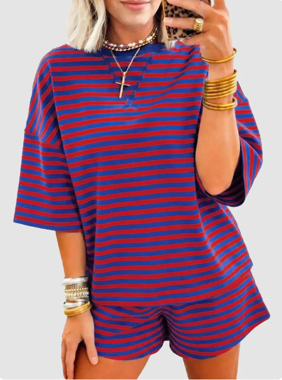 Women's Striped Knit Two-Piece Set