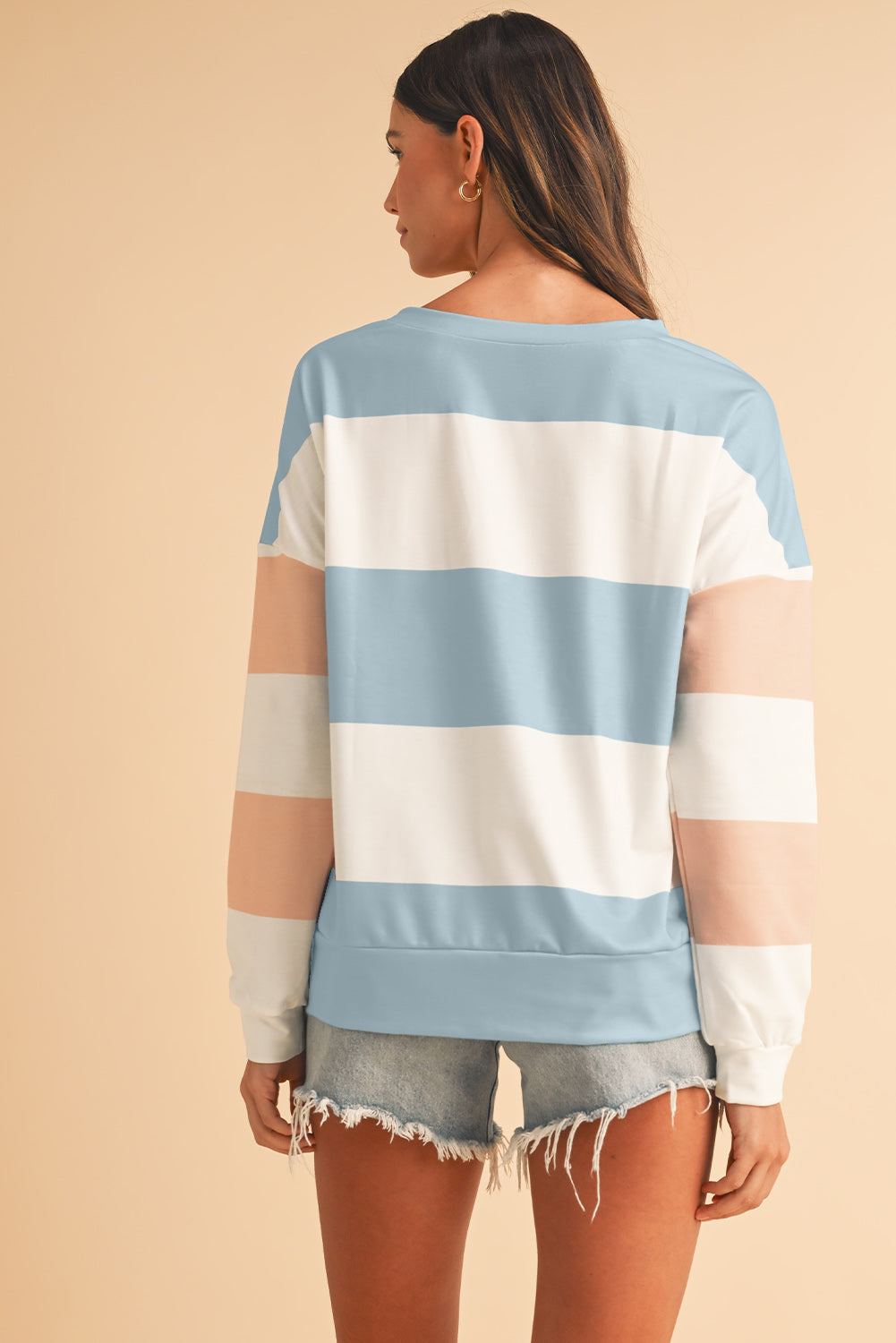 Sweatshirt met kleurblokken verlaagde schouders en lange mouwen
