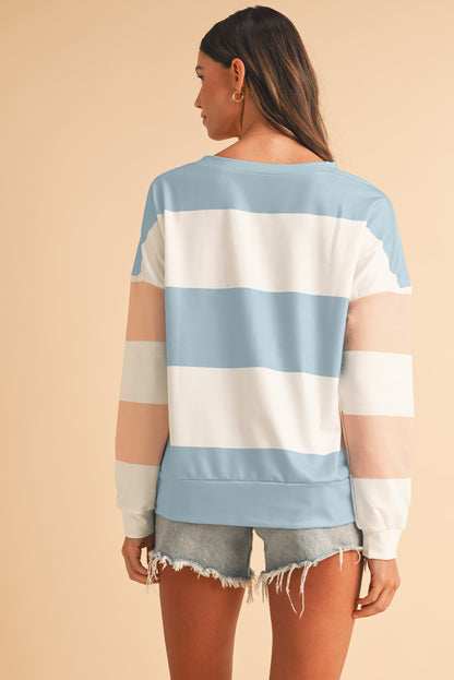 Sweatshirt met kleurblokken verlaagde schouders en lange mouwen