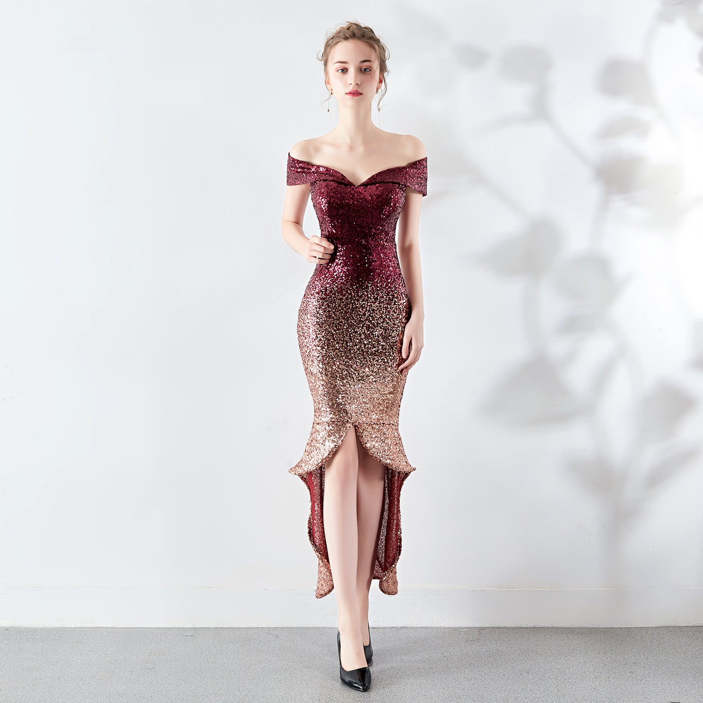 Fransr Elegante Dames Off-shoulder Pailletten Jurk