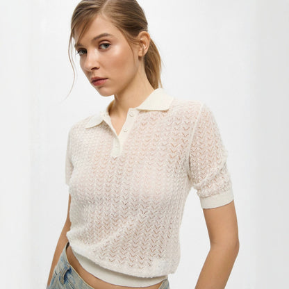 Hollow-out knit sweater