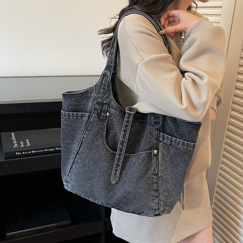 Ladies' Large Capacity Denim Shoulder Bag