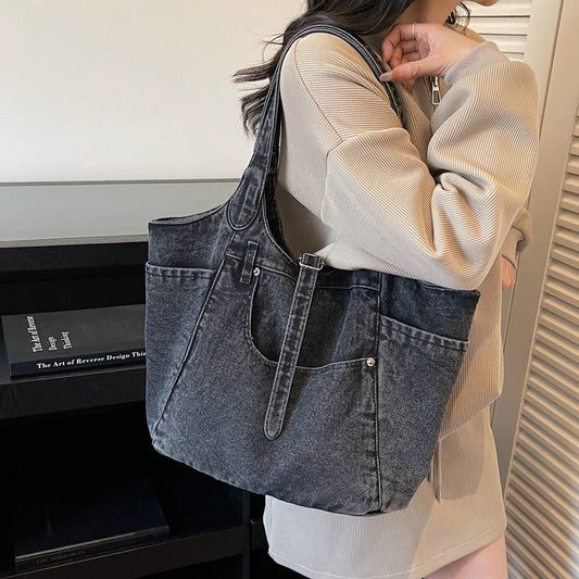 Ladies' Large Capacity Denim Shoulder Bag