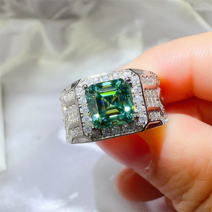 Moissanite zilveren herenring