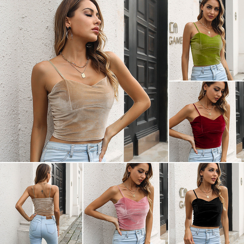 Women?s Sleeveless Halter Top, Cropped Belly-Baring Top