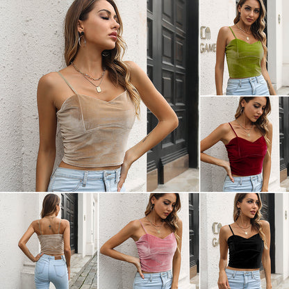 Women?s Sleeveless Halter Top, Cropped Belly-Baring Top