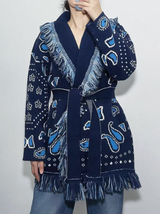 Womens Retro Wool Blend Cardigan