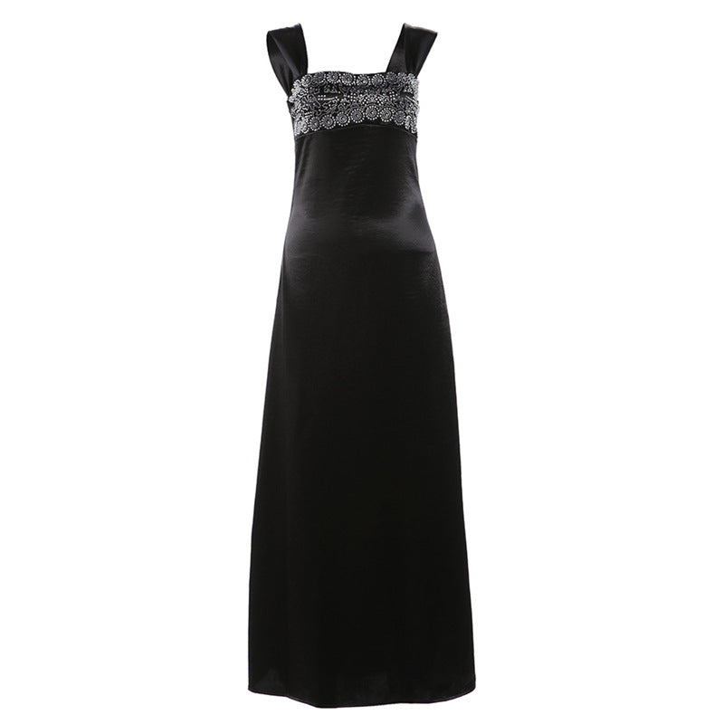 Elegant Rhinestone Backless Long Dress