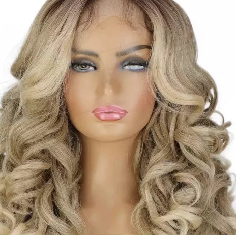Golden Curly Lace Front Synthetic Wig 24 Inch
