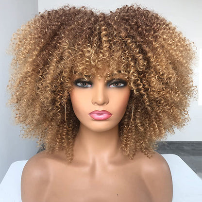 Synthetische pruik met krullen