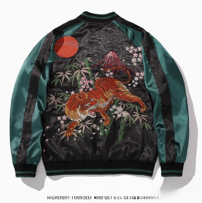Spring and Autumn Chinese Style Heavy Industry Yokosuka Jacket Coat for Men and Women with Embroidered Nine-Tailed Fox Chinese Style Baseball Jacket Retro Personality