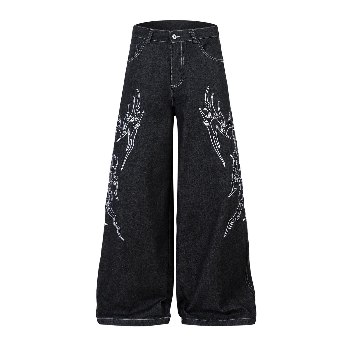 Retro Embroidered Denim Baggy Pants