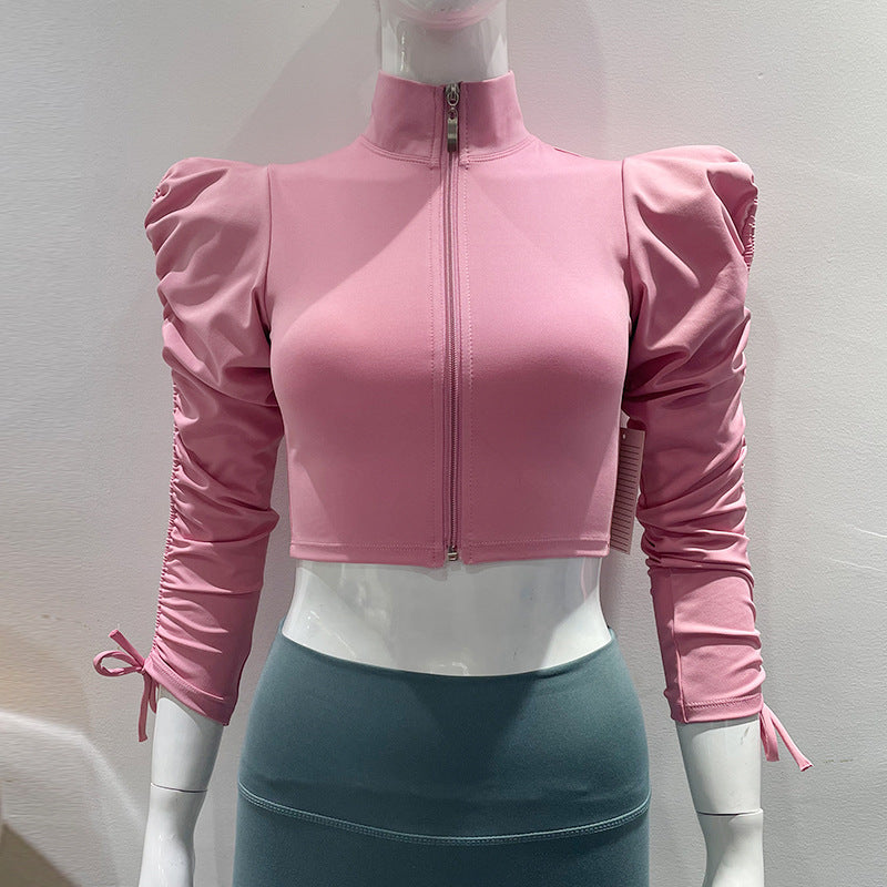 Amerikaans Top Met Lange Bubbelmouw Rits En Gerimpelde Broek Set Of Los