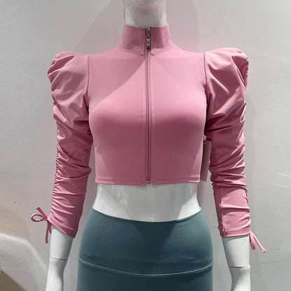 Amerikaans Top Met Lange Bubbelmouw Rits En Gerimpelde Broek Set Of Los