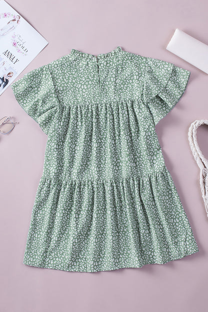 Green Cheetah Spotted Ruffle Top