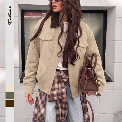 Vintage Commuter Faux Suede Coat