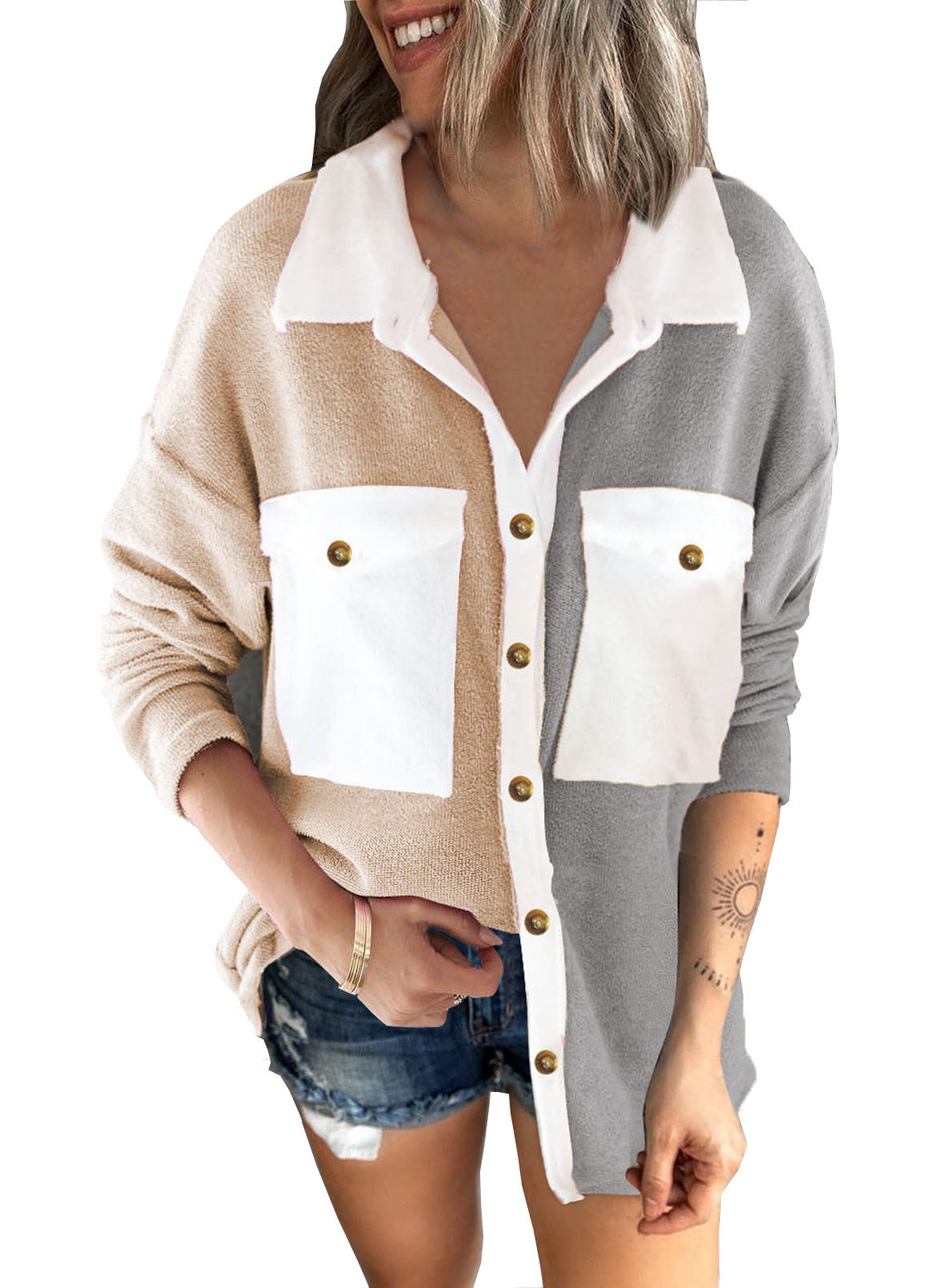 Contrasterend overhemd voor dames