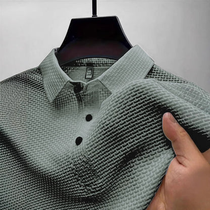 New Summer T-Shirt Polo Short-Sleeve High-End Mesh Ice Silk Short-Sleeve T-Shirt Men's Shirt Collar Summer Solid Color