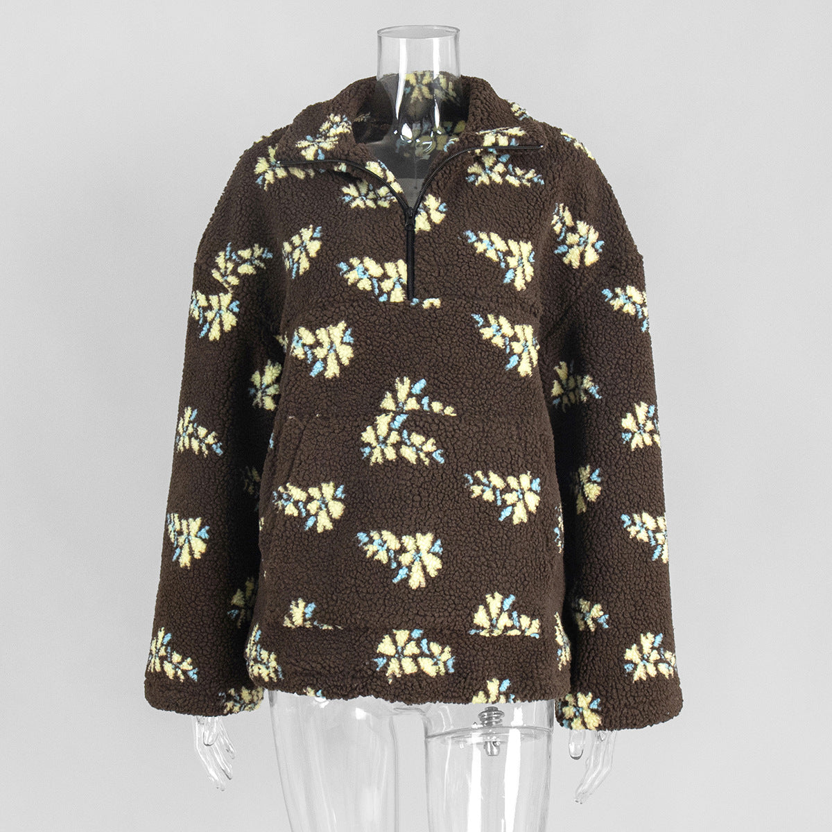 fleece floral sweatshirt