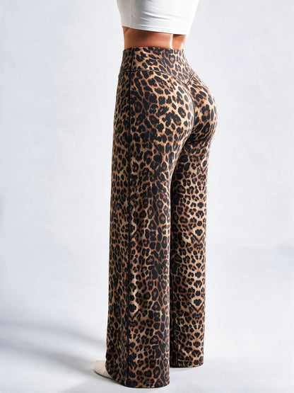 Women's Brushed Fabric High-Waisted Wide-Leg Yoga Running Pants