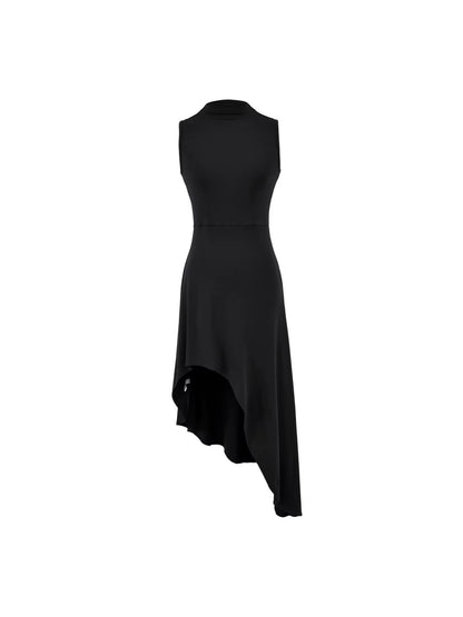 French Style High Collar Sleeveless Dress