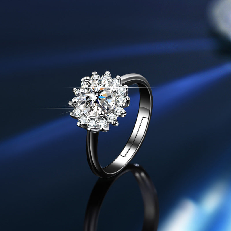 S925 Sterling Silver Sunflower Moissanite Three-Piece Jewelry Set
