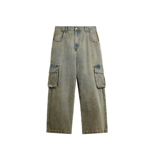 INF heren | vintage gewassen cargo jeans met wijde pijpen modemerk streetwear