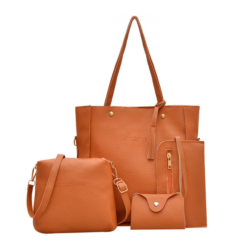 Litchi Pattern Women's Shoulder Bag Set