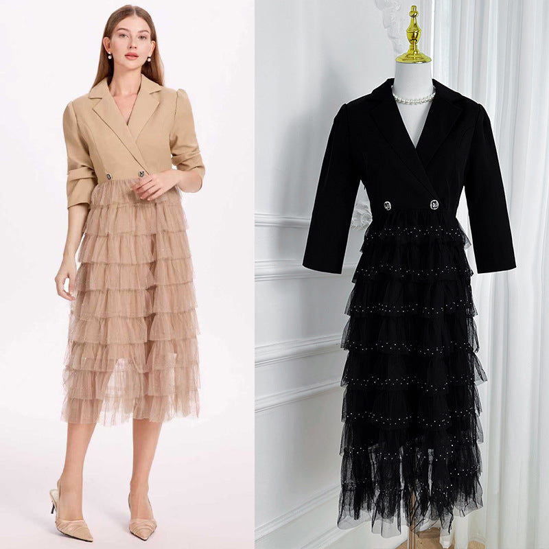 Mesh Cake Skirt Two Piece Dress