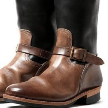 Mens Belt Buckle Mid-Calf Chelsea Boots