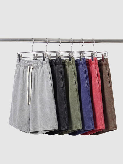 Men's Vintage Washed Cotton Shorts Set