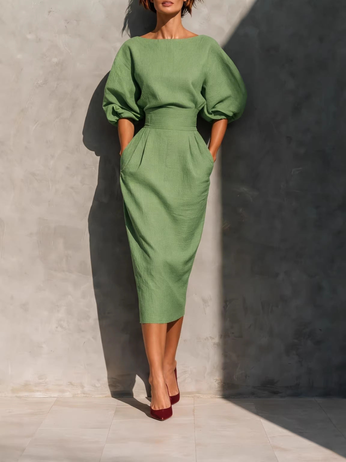 Elegant Boat Neck A Line Dress