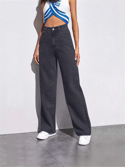 Loose-fitting wide-leg straight-leg pants