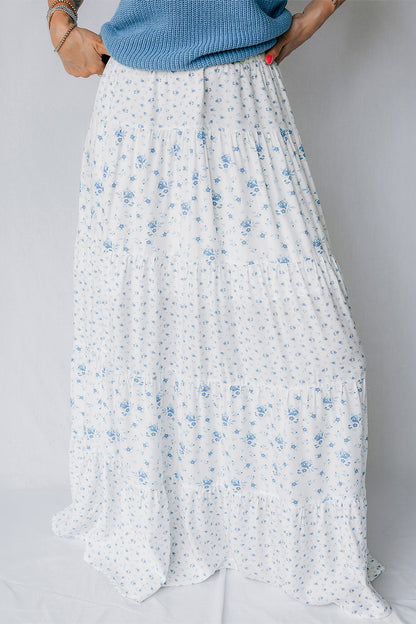 Maxi-rok met hoge taille en kleine bloemenprint in boho-stijl