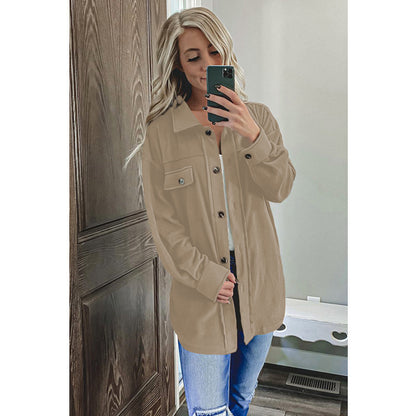 Amerikaanse effen kleur lange mouwen shacket