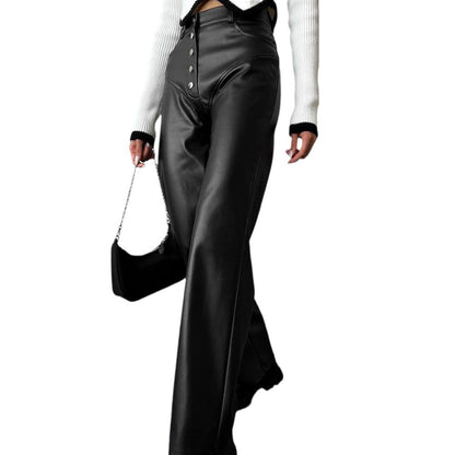 High waisted leather patchwork pants