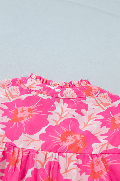 Zomerblouse met korte pofmouwen en bloemenprint