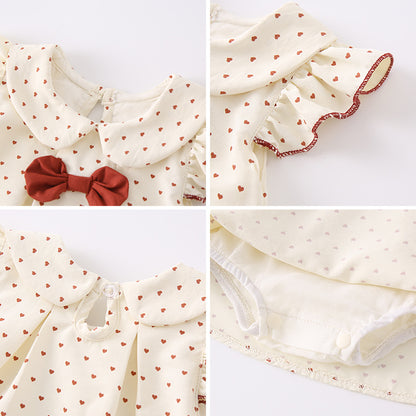 Baby Girl Princess Romper with Heart Polka Dots
