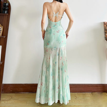 Elegant and sophisticated slimming waist slimming sleeveless dress
