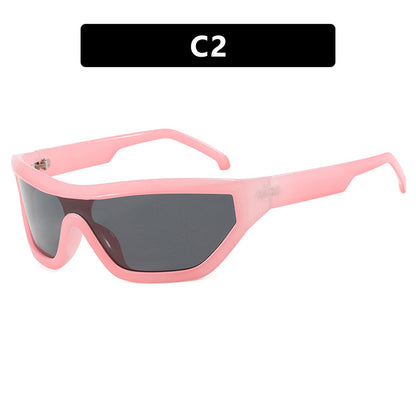 Conjoined Y2K Sunglasses Hip Hop Hot Girl Sunglasses Bounce Di Sunglasses Personalized Outdoor Street Shooting Sunglasses Narrow Frame