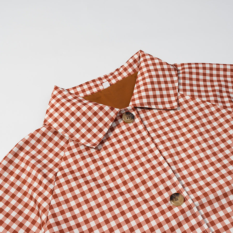Klassieke retro trenchcoat met ruitpatroon voor dames