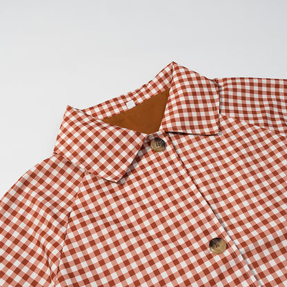 Klassieke retro trenchcoat met ruitpatroon voor dames