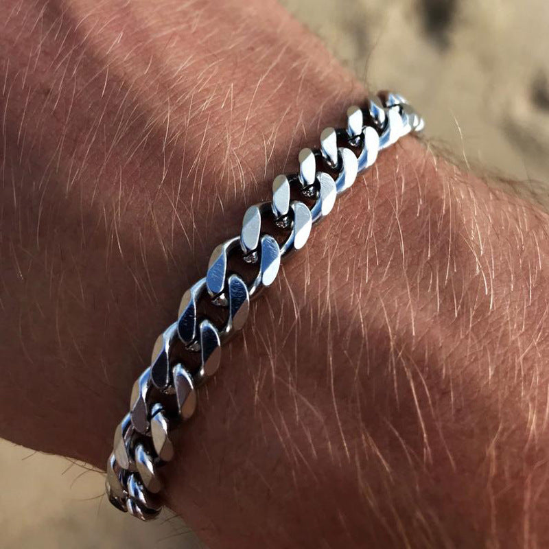 men's titanium steel bracelet six-sided grindingbracelet