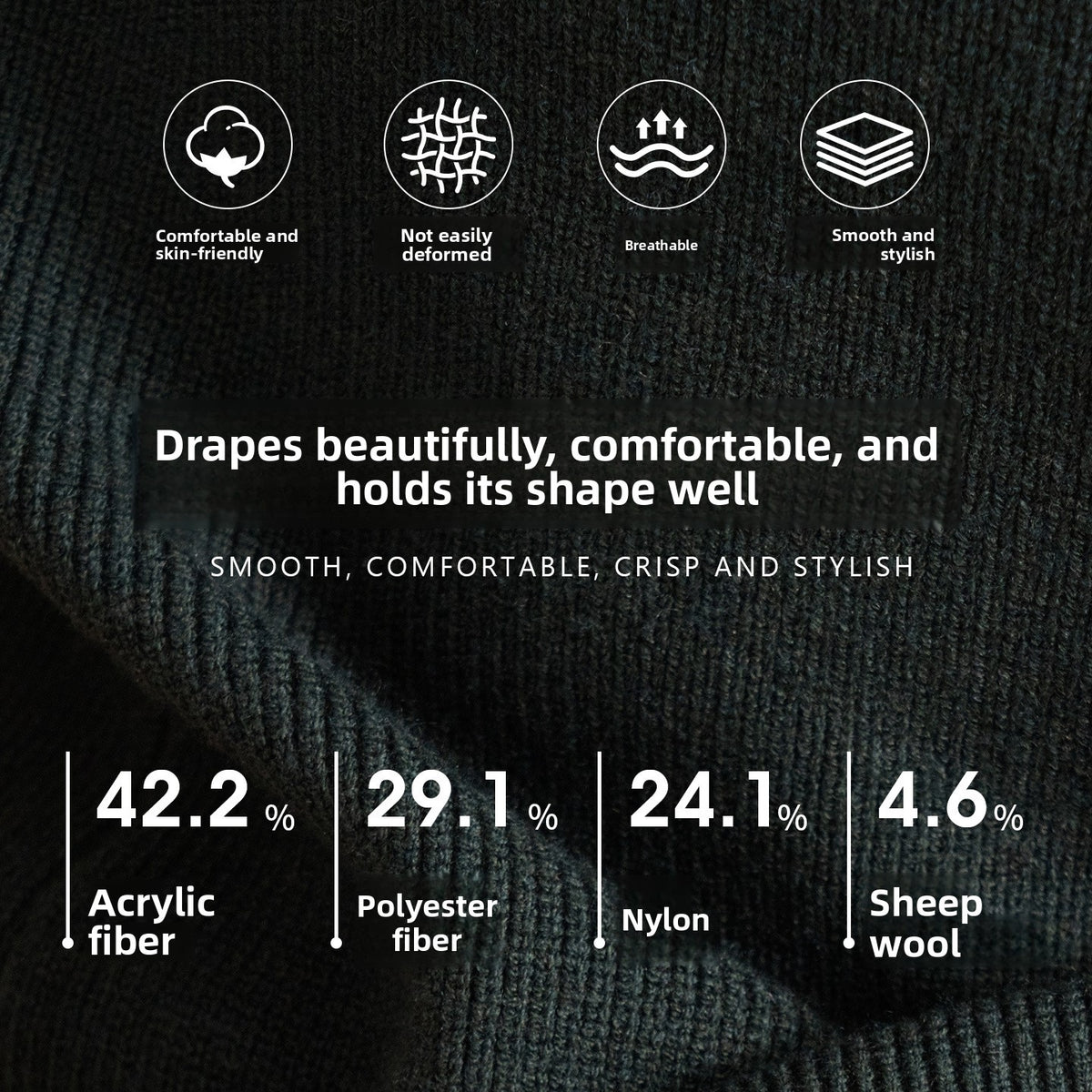 Men's Zippered Sheep Wool Blend Thickened Knit Sweater with Anti-Pilling Feature