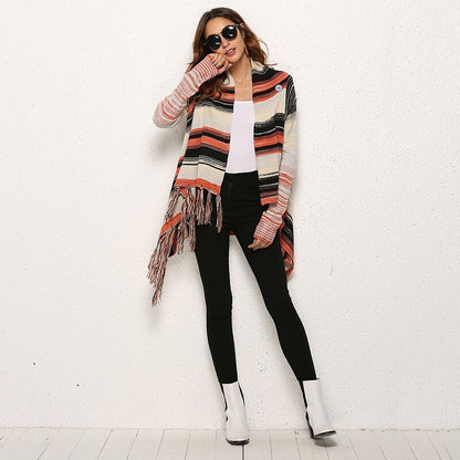 Sjaalgebreide vest met strepen