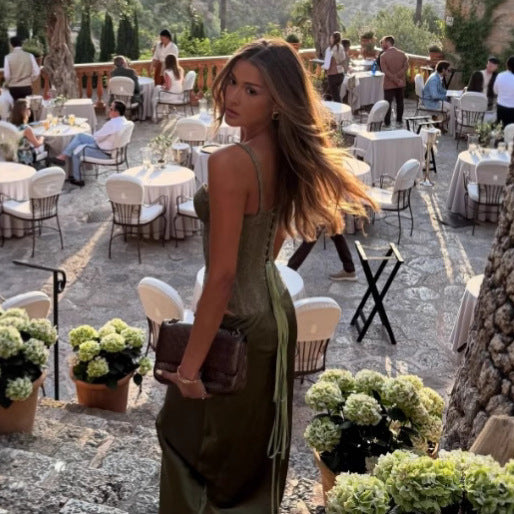 Sexy maxi rok 2-delige set sweetheart kant corset top flowy satijn of los