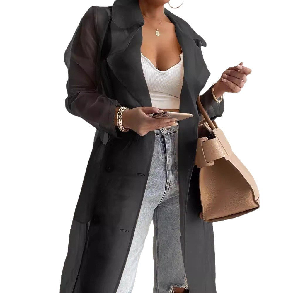 Pure Color Loose Lantern Sleeve Cardigan Shirt Jacket